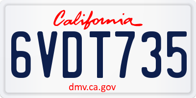 CA license plate 6VDT735