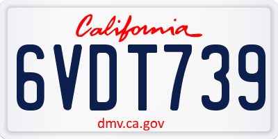 CA license plate 6VDT739