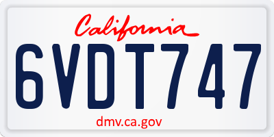 CA license plate 6VDT747
