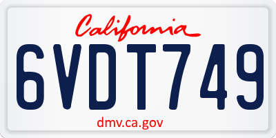 CA license plate 6VDT749