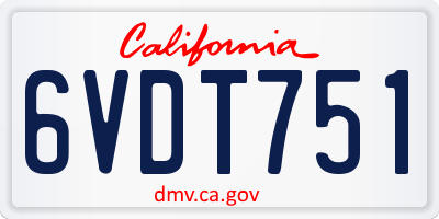 CA license plate 6VDT751