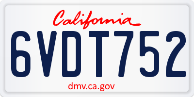 CA license plate 6VDT752