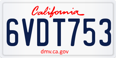CA license plate 6VDT753