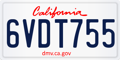 CA license plate 6VDT755