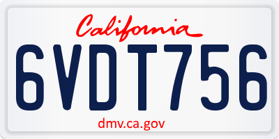 CA license plate 6VDT756