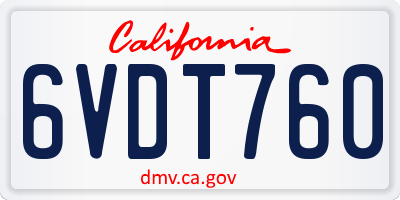 CA license plate 6VDT760