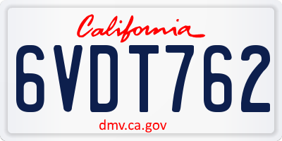 CA license plate 6VDT762