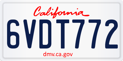 CA license plate 6VDT772