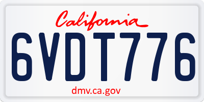 CA license plate 6VDT776