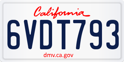 CA license plate 6VDT793