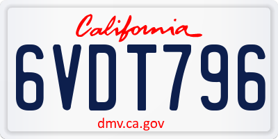 CA license plate 6VDT796