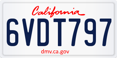 CA license plate 6VDT797