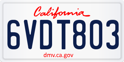 CA license plate 6VDT803