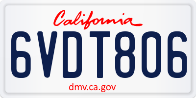 CA license plate 6VDT806