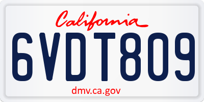 CA license plate 6VDT809