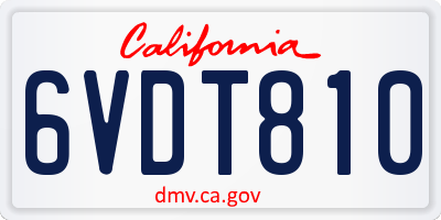 CA license plate 6VDT810