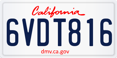 CA license plate 6VDT816