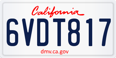 CA license plate 6VDT817