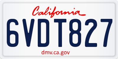CA license plate 6VDT827