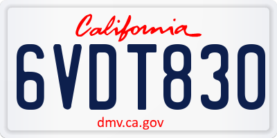 CA license plate 6VDT830