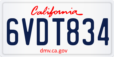 CA license plate 6VDT834