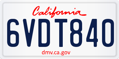 CA license plate 6VDT840