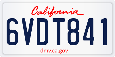CA license plate 6VDT841