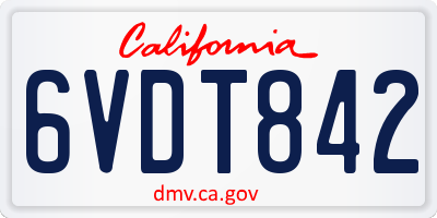 CA license plate 6VDT842