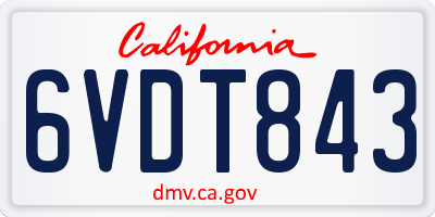 CA license plate 6VDT843