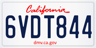CA license plate 6VDT844