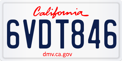CA license plate 6VDT846
