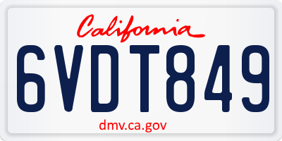CA license plate 6VDT849