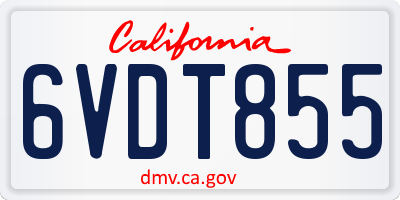 CA license plate 6VDT855