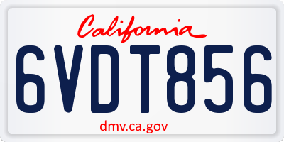 CA license plate 6VDT856