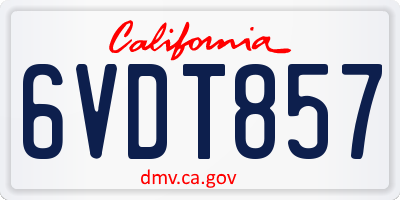 CA license plate 6VDT857