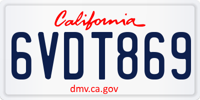 CA license plate 6VDT869