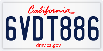 CA license plate 6VDT886