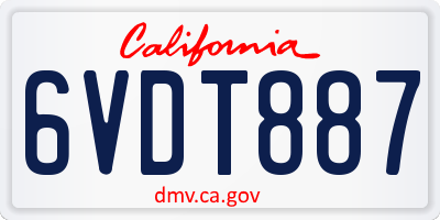 CA license plate 6VDT887