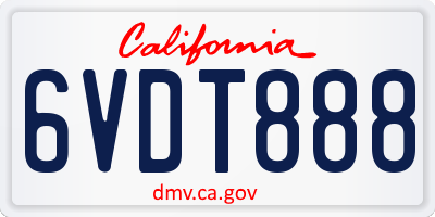 CA license plate 6VDT888