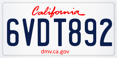 CA license plate 6VDT892