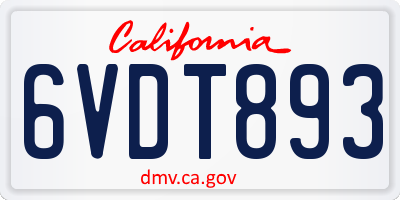CA license plate 6VDT893