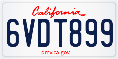 CA license plate 6VDT899