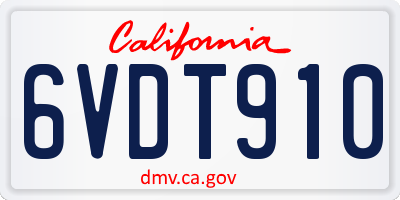 CA license plate 6VDT910