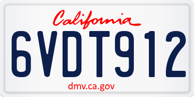 CA license plate 6VDT912