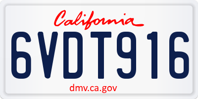CA license plate 6VDT916