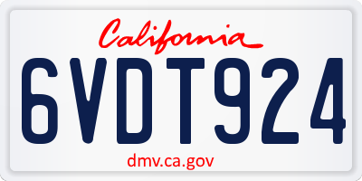 CA license plate 6VDT924