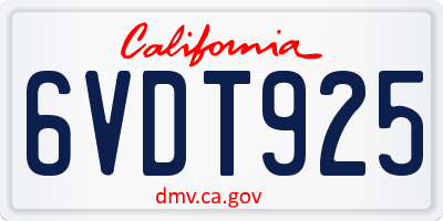 CA license plate 6VDT925
