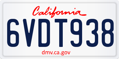 CA license plate 6VDT938