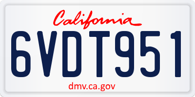 CA license plate 6VDT951