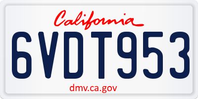CA license plate 6VDT953